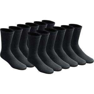 Dickies Men’s All Purpose Cushion Crew Socks, Available in M-XL (6, 12 Pairs)(Black (12 Pairs))