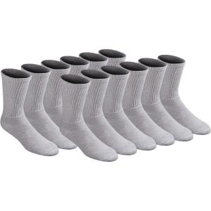 Dickies Men’s All Purpose Cushion Crew Socks, Available in M-XL (6, 12 Pairs)(Grey (12 Pairs))