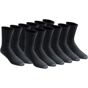 Dickies Men’s All Purpose Cushion Crew Socks, Available in M-XL (6, 12 Pairs)(Stain Resist Black (12 Pairs))
