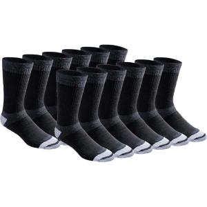 Dickies Men’s Dri-tech Moisture Control Max Full Cushion Crew Socks, Available in M-xl (6, 12 Pairs)(Black (12 Pairs))