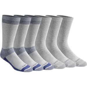 Dickies Men’s Dri-tech Moisture Control Max Full Cushion Crew Socks, Available in M-xl (6, 12 Pairs)(Grey With Blue (6 Pairs))