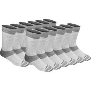 Dickies Men’s Dri-tech Moisture Control Max Full Cushion Crew Socks, Available in M-xl (6, 12 Pairs)(White (12 Pairs))