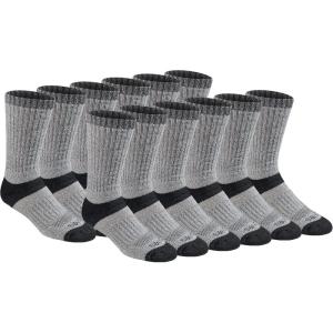 Dickies Men’s Dri-tech Moisture Control Max Full Cushion Crew Socks, Available in M-xl (6, 12 Pairs)(Wool Blend Black (12 Pairs))