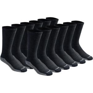 Dickies Men’s Dri-tech Original Moisture Control Crew Socks, Available in M-xxl (6, 12, 18 Pairs)(Black (12 Pairs))