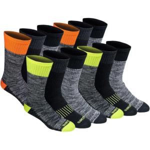 Dickies Men’s Dri-tech Original Moisture Control Crew Socks, Available in M-xxl (6, 12, 18 Pairs)(Hi-vis Asst. (12 Pairs))