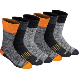 Dickies Men’s Dri-tech Original Moisture Control Crew Socks, Available in M-xxl (6, 12, 18 Pairs)(Hi-vis Orange Black (6 Pairs))