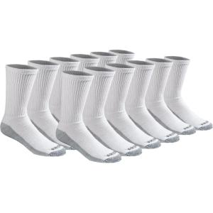 Dickies Men’s Dri-tech Original Moisture Control Crew Socks, Available in M-xxl (6, 12, 18 Pairs)(White (12 Pairs))