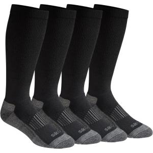 Dickies Men’s Light Compression Comfort Over-The-Calf Socks, Available in M-XXL (2, 4 Pairs)(Black (4 Pairs))