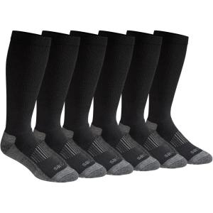 Dickies Men’s Light Compression Comfort Over-The-Calf Socks, Available in M-XXL (2, 4 Pairs)(Black (6 Pairs))