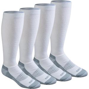 Dickies Men’s Light Compression Comfort Over-The-Calf Socks, Available in M-XXL (2, 4 Pairs)(White (4 Pairs))