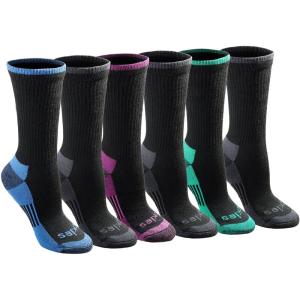 Dickies Women’s Dri-Tech Essential Moisture Control Crew Socks, Available in S-XL (6, 12 Pairs)(Black Assorted (6 Pairs))