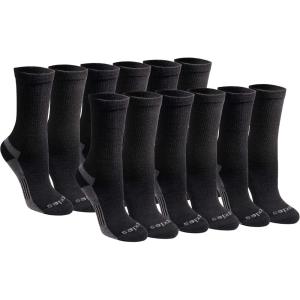 Dickies Women’s Dri-Tech Essential Moisture Control Crew Socks, Available in S-XL (6, 12 Pairs)(Black Solid (12 Pairs))