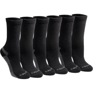 Dickies Women’s Dri-Tech Essential Moisture Control Crew Socks, Available in S-XL (6, 12 Pairs)(Black Solid (6 Pairs))