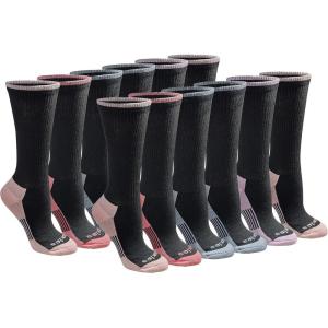 Dickies Women’s Dri-Tech Essential Moisture Control Crew Socks, Available in S-XL (6, 12 Pairs)(Black With Bluish (12 Pairs))