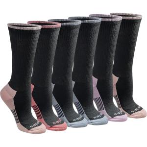 Dickies Women’s Dri-Tech Essential Moisture Control Crew Socks, Available in S-XL (6, 12 Pairs)(Black With Bluish (6 Pairs))