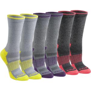 Dickies Women’s Dri-Tech Essential Moisture Control Crew Socks, Available in S-XL (6, 12 Pairs)(Dark Fashion Assort (6 Pairs))