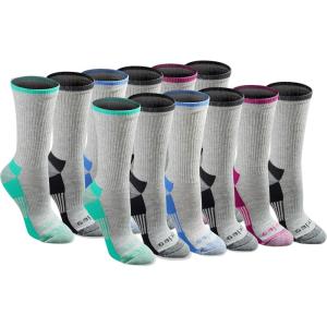 Dickies Women’s Dri-Tech Essential Moisture Control Crew Socks, Available in S-XL (6, 12 Pairs)(Grey Assorted (12 Pairs))