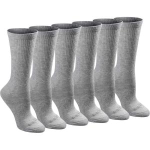 Dickies Women’s Dri-Tech Essential Moisture Control Crew Socks, Available in S-XL (6, 12 Pairs)(Grey Solid (6 Pairs))