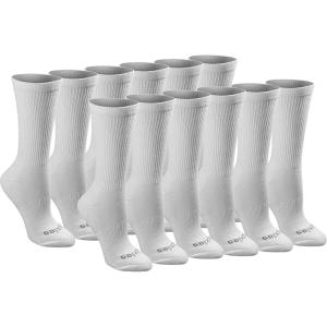 Dickies Women’s Dri-Tech Essential Moisture Control Crew Socks, Available in S-XL (6, 12 Pairs)(White Solid (12 Pairs))