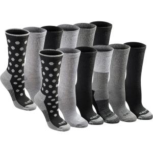 Dickies Women’s Dri-Tech Fashion Moisture Control Crew Socks (6, 12 Pairs)(Black Dot Assorted (12 Pairs))