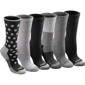 Dickies Women’s Dri-Tech Fashion Moisture Control Crew Socks (6, 12 Pairs)(Black Dot Assorted (6 Pairs))