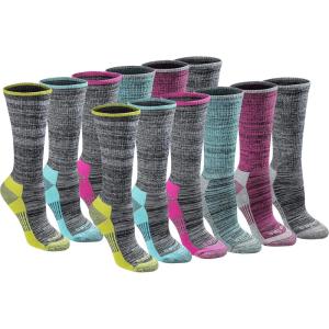 Dickies Women’s Dri-Tech Fashion Moisture Control Crew Socks (6, 12 Pairs)(Black Heathered (12 Pairs))