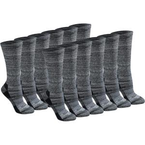 Dickies Women’s Dri-Tech Fashion Moisture Control Crew Socks (6, 12 Pairs)(Black Marl (12 Pairs))