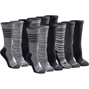 Dickies Women’s Dri-Tech Fashion Moisture Control Crew Socks (6, 12 Pairs)(Black Stripe (12 Pairs))