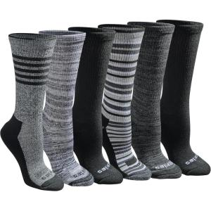 Dickies Women’s Dri-Tech Fashion Moisture Control Crew Socks (6, 12 Pairs)(Black Stripe (6 Pairs))