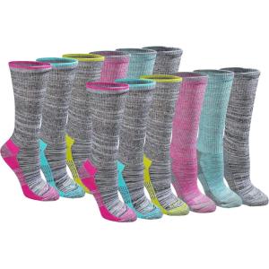 Dickies Women’s Dri-Tech Fashion Moisture Control Crew Socks (6, 12 Pairs)(Grey Marl Bright (12 Pairs))