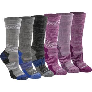 Dickies Women’s Dri-Tech Fashion Moisture Control Crew Socks (6, 12 Pairs)(Max Cushion Grey Purple Assorted (6 Pairs))
