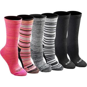 Dickies Women’s Dri-Tech Fashion Moisture Control Crew Socks (6, 12 Pairs)(Stripe (6 Pairs))