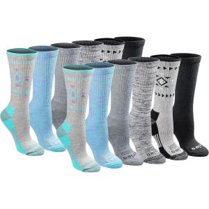 Dickies Women’s Dri-Tech Fashion Moisture Control Crew Socks (6, 12 Pairs)(Tribal (12 Pairs))