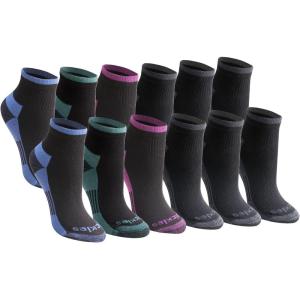 Dickies Women’s Dri-tech Moisture Wicking Quarter Socks (6 & 12 Pairs)(Black Assorted (12 Pairs))