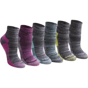 Dickies Women’s Dri-tech Moisture Wicking Quarter Socks (6 & 12 Pairs)(Black Fashion Assorted (6 Pairs))
