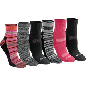Dickies Women’s Dri-tech Moisture Wicking Quarter Socks (6 & 12 Pairs)(Stripe (6 Pairs))