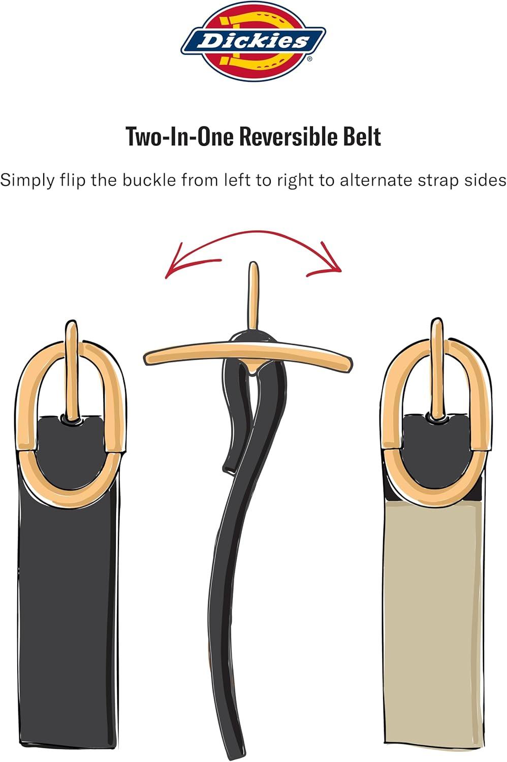 image:imageDickies Womens TwoinOne Reversible Casual Jean Workwear BeltBrownBlack