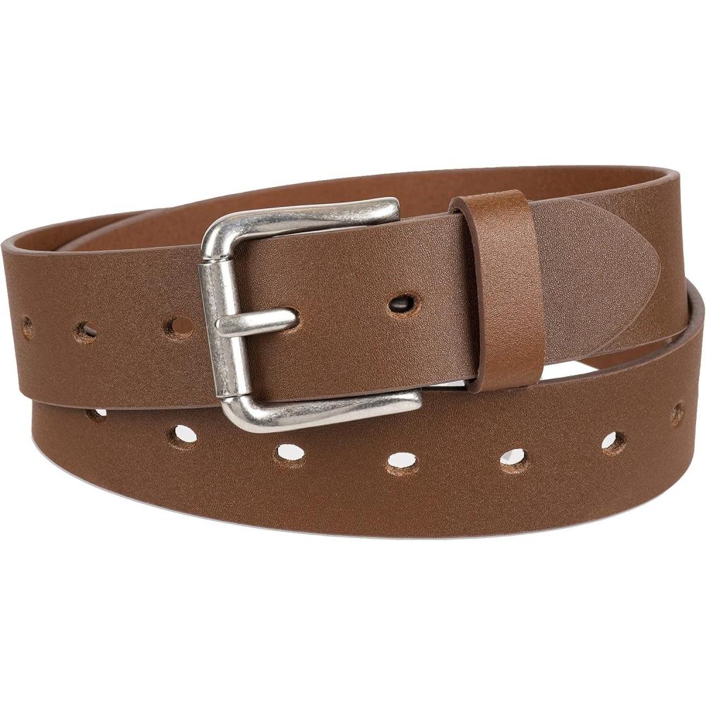 image:imageDickies Womens Fully Adjustable Perforated Casual Jean Workwear Belt With Roller Bar BuckleTan