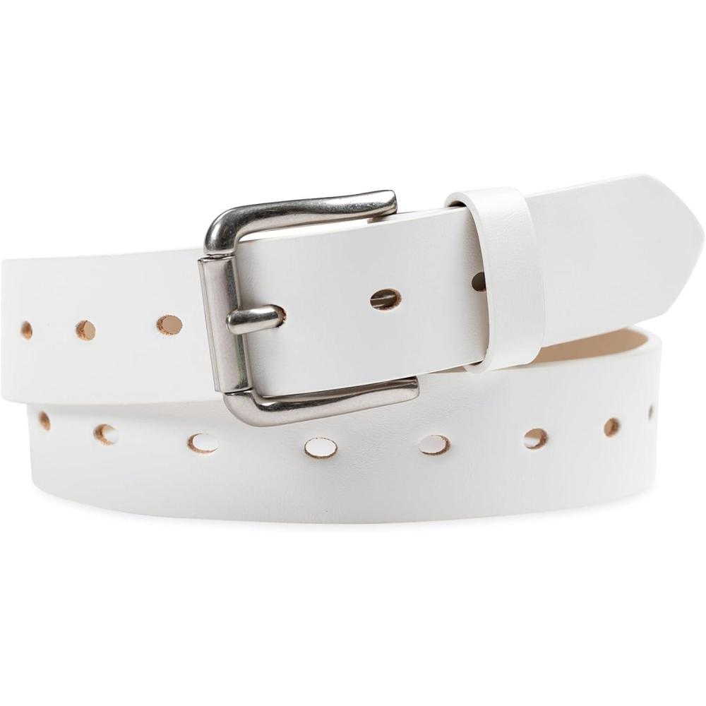 image:imageDickies Womens Fully Adjustable Perforated Casual Jean Workwear Belt With Roller Bar BuckleWhite