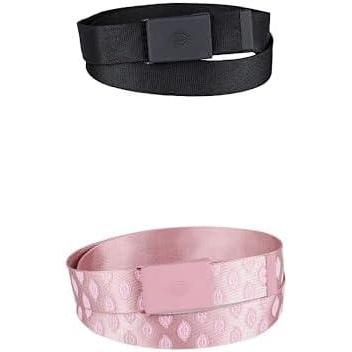 image:imageDickies Womens Fully Adjustable Tonal Compression Plaque Buckle Fabric BeltBlack Pink Logo Set
