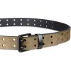 Dickies Men’s Double Prong Leather Work Belt – Fully Adjustable, Regular & Big and Tall Sizes(Olive Perforated)