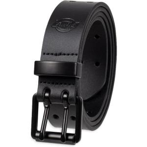 Dickies Men’s Double Prong Leather Work Belt – Fully Adjustable, Regular & Big and Tall Sizes(Black Perforated)