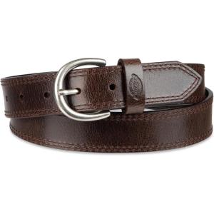 Dickies Women’s Casual Leather Jean Workwear Belt With Round Harness Buckle(Brown)