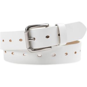 Dickies Women’s Fully Adjustable Perforated Casual Jean Workwear Belt With Roller Bar Buckle(White)