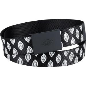 Dickies Women’s Fully Adjustable Tonal Compression Plaque Buckle Fabric Belt(Black Logo)