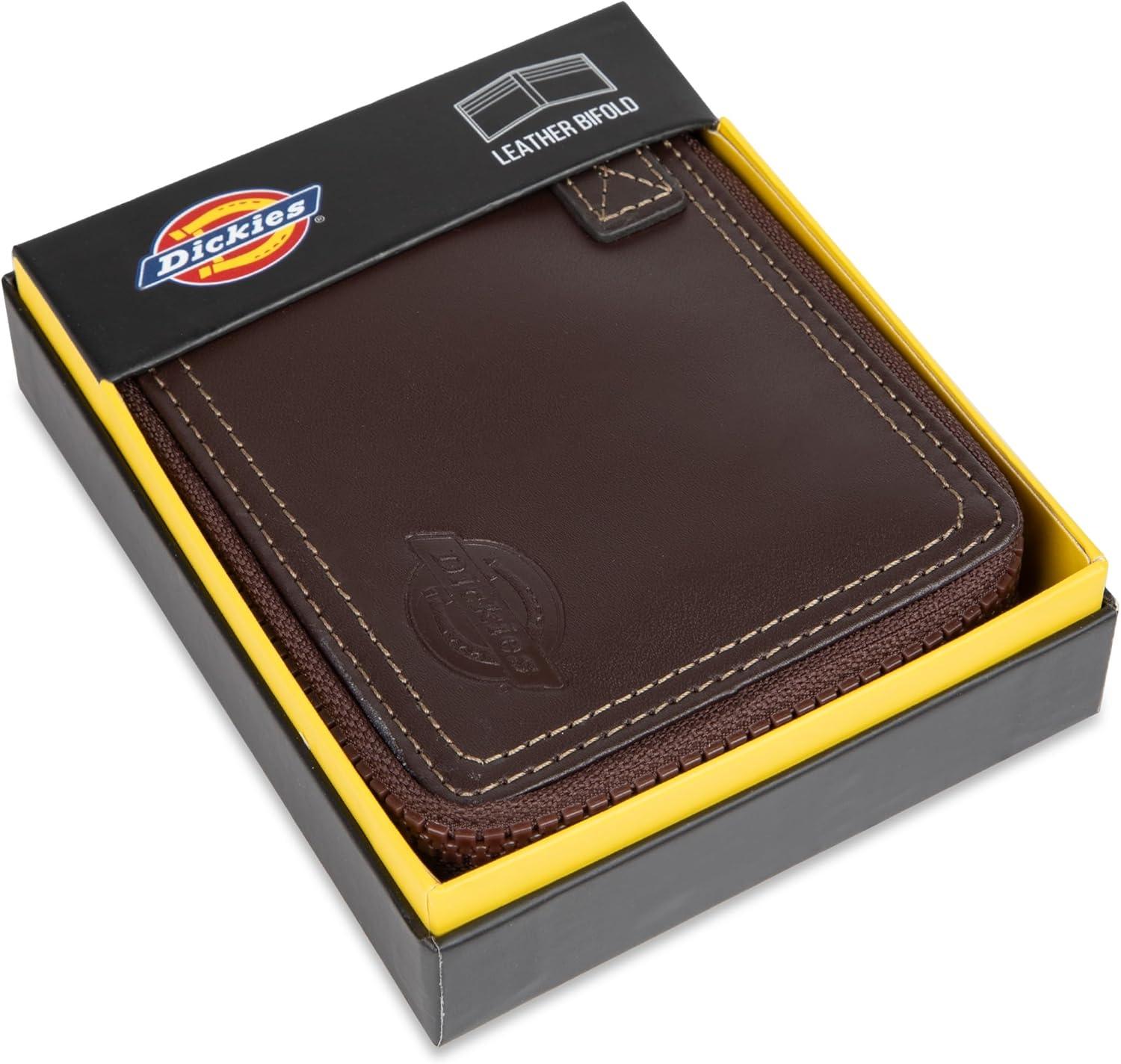 image:imageDickies Mens RFID Everyday Leather Bifold Chain Wallet BlackBrown Zip Around