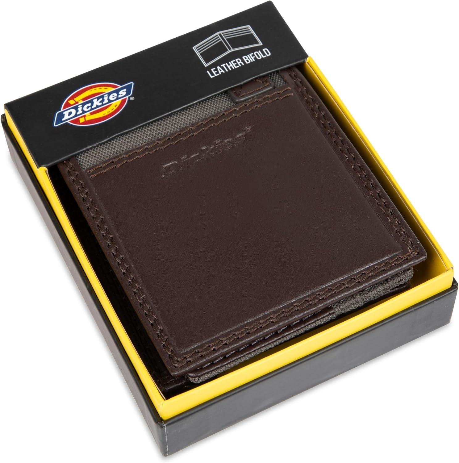 image:imageDickies Mens RFID Everyday Leather Bifold Chain Wallet BlackBrown Slimfold
