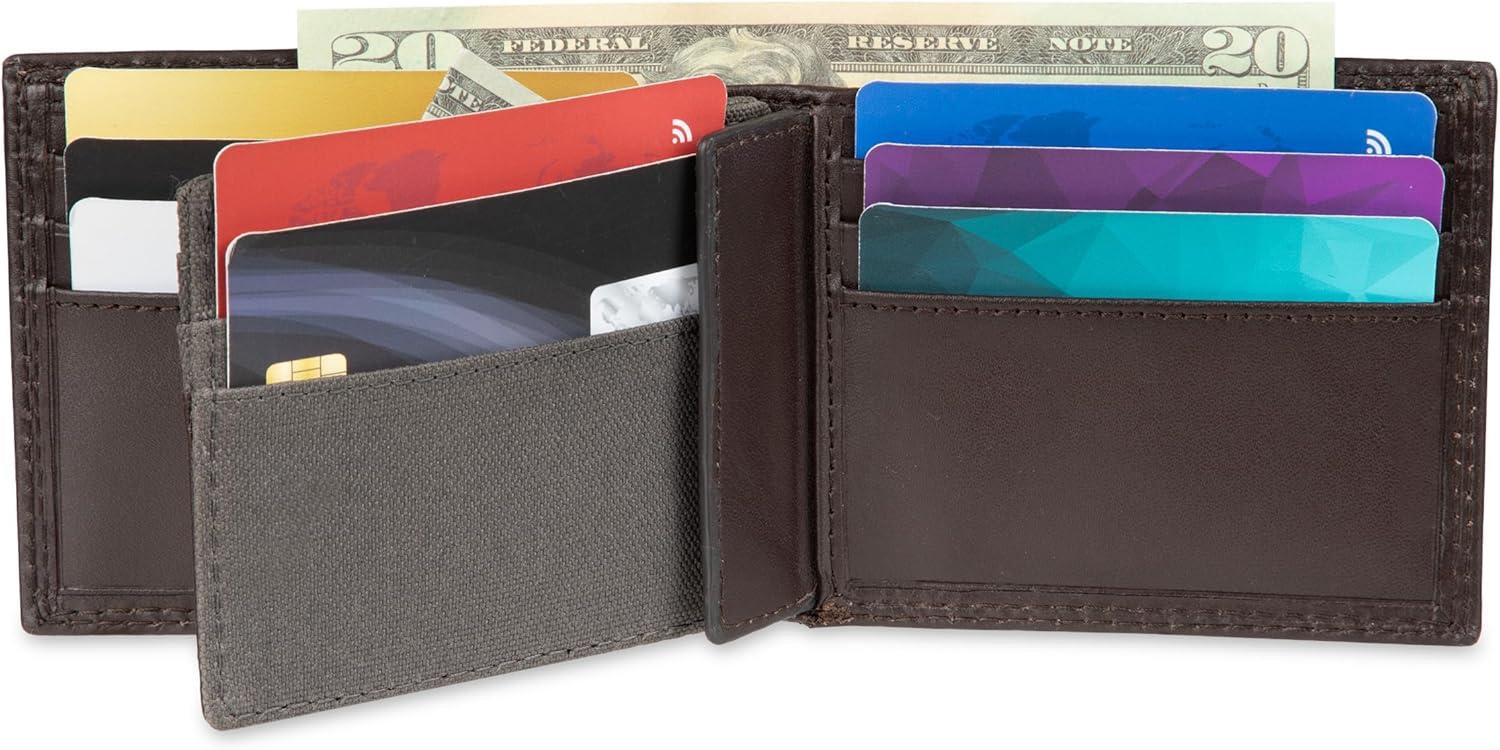 image:imageDickies Mens RFID Everyday Leather Bifold Chain Wallet BlackBrown Slimfold