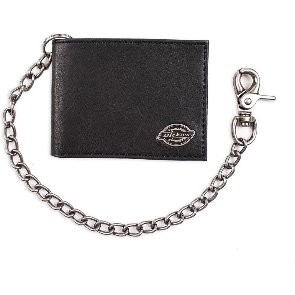 image:imageDickies Mens RFID Everyday Leather Bifold Chain Wallet BlackPebbled Black