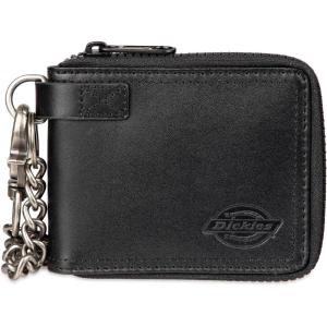 Dickies Men’s RFID Everyday Leather Bifold Chain Wallet Black(Black – Zip Around)